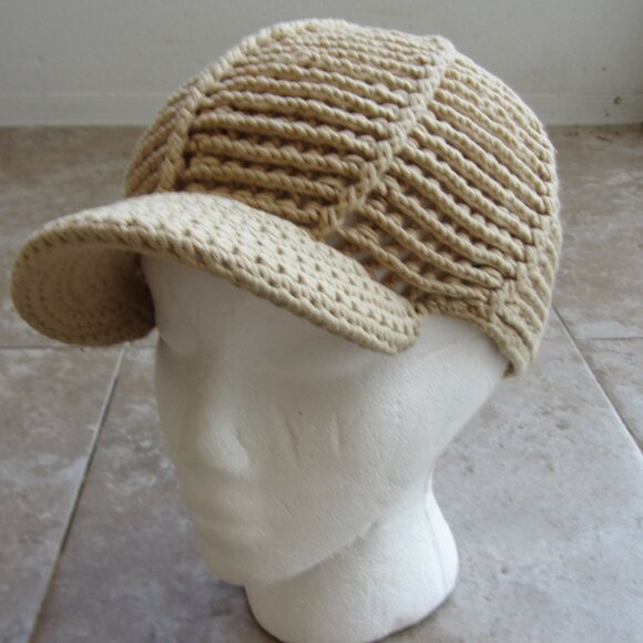 ELOPE Vintage 90s-Y2K Crochet Knit Slouchy Grunge Hippie Newspaper Cap Hat - Picture 1 of 6